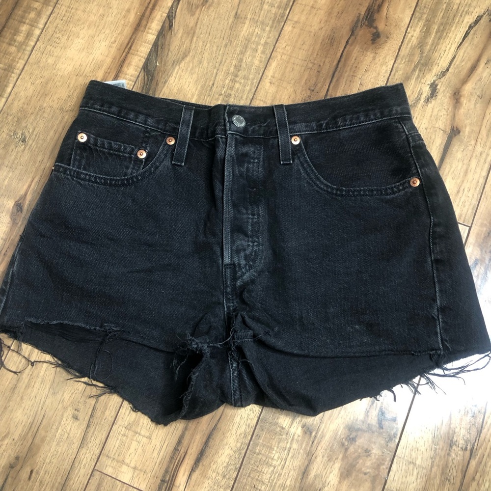 Levi's Black High-Rise Cutoff Denim Shorts